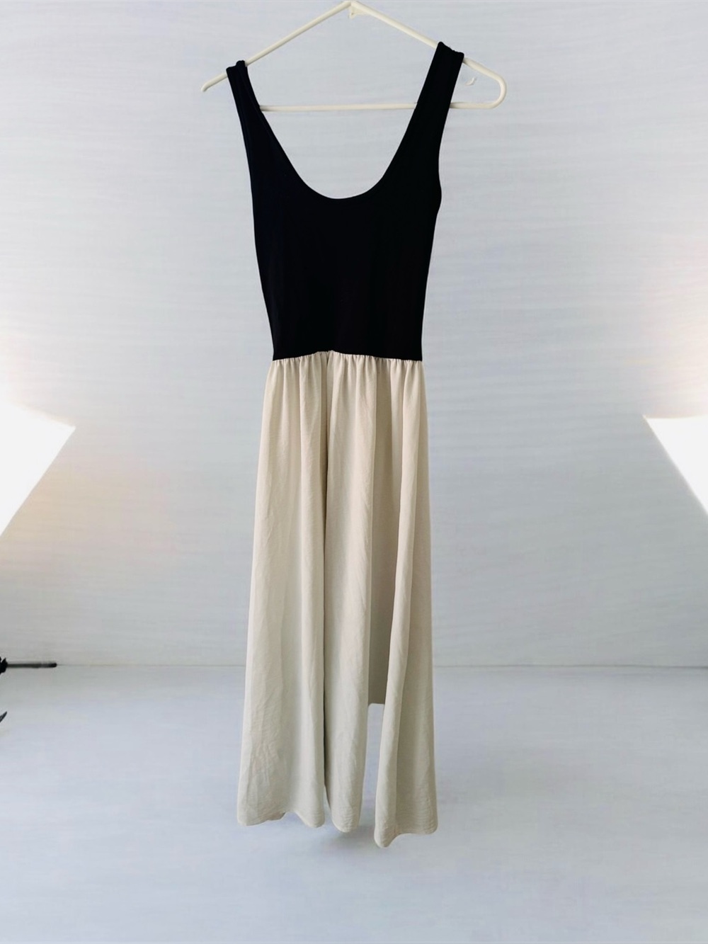 Saints Colorblock Midi Dress Black Tan Beige Size xs